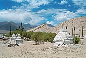 Ladakh - A large group of chortens close to Shey palace